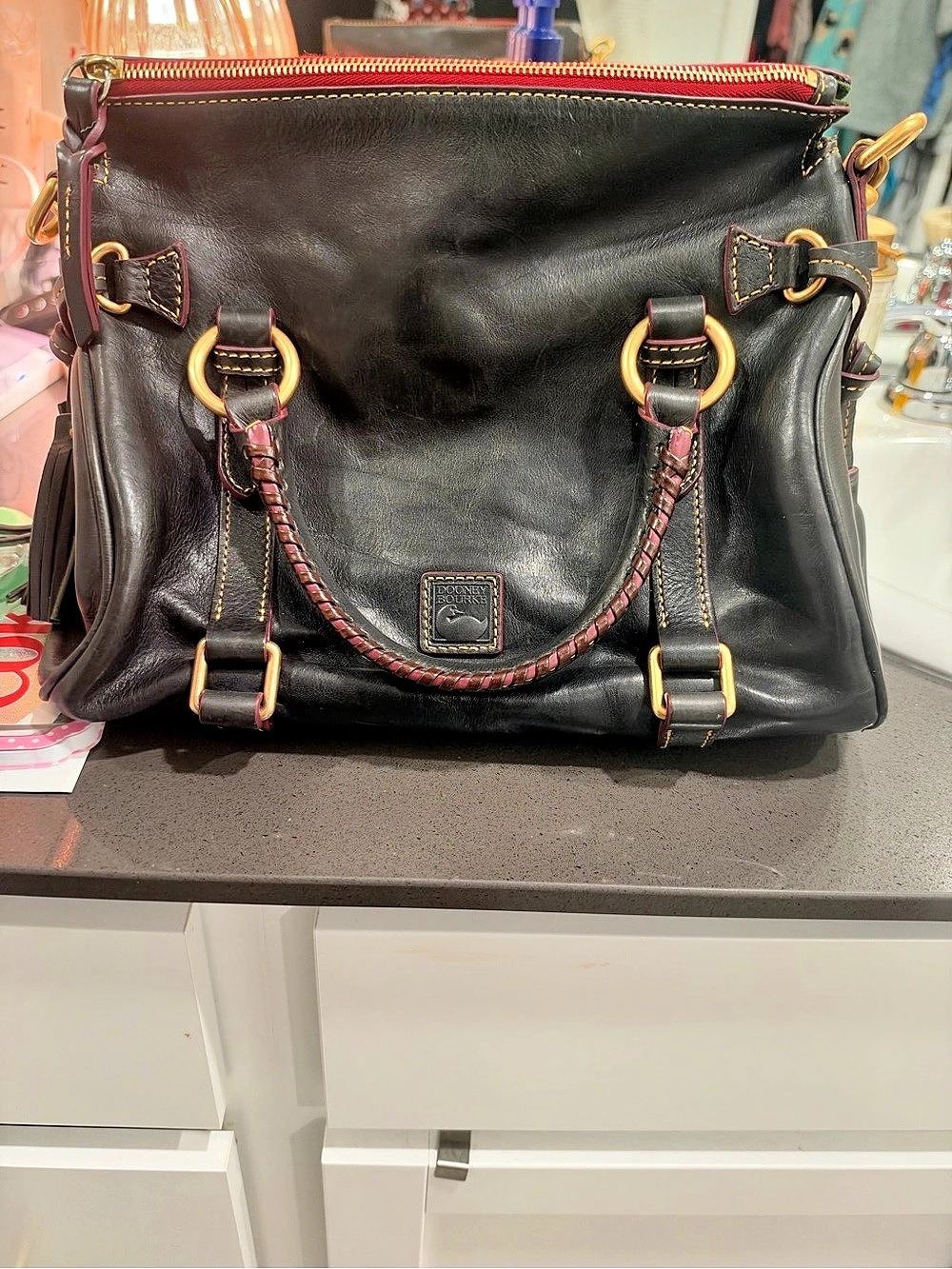 Dooney & Bourke Lucca Leather Satchel Black Shoulder Bag